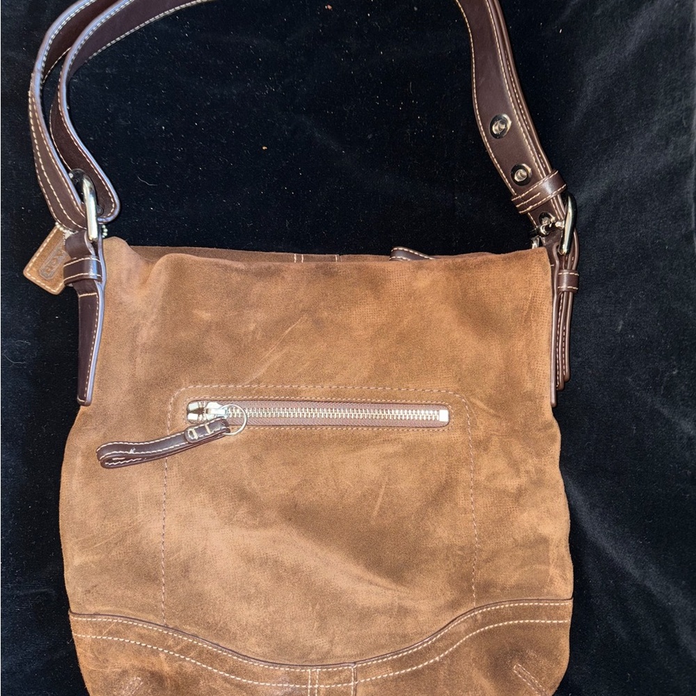 Coach Brown Suede Shoulder Bag